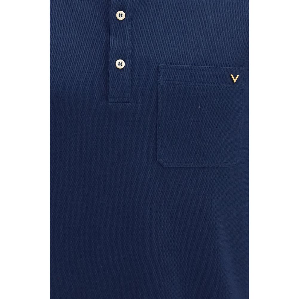 Valentino 100% Cotton Piqué Polo Shirt in Blue