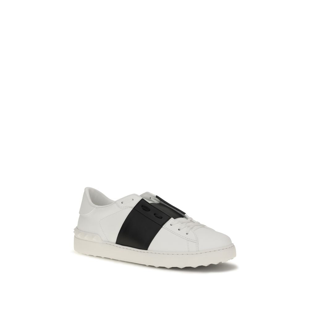 Valentino Garavani Calf Leather Low Top Sneakers in Black and White