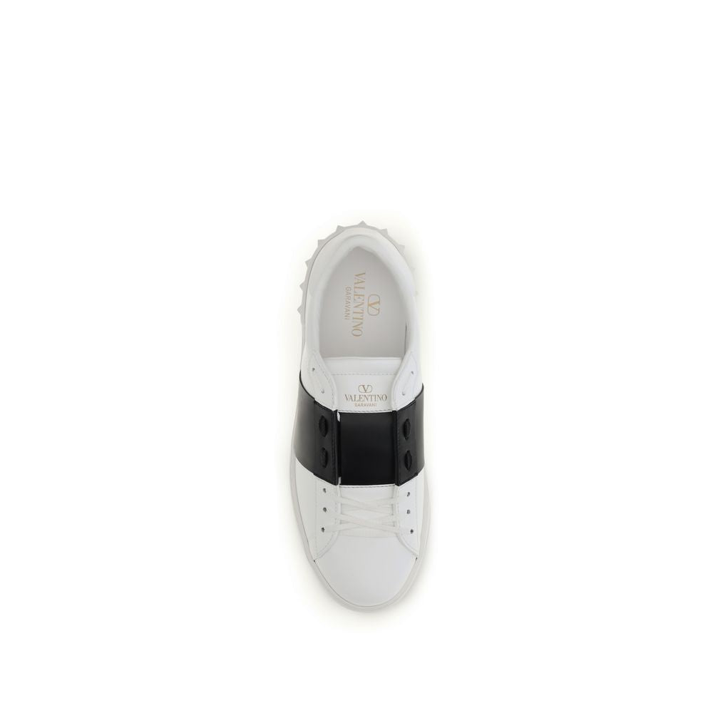 Valentino Garavani Calf Leather Low Top Sneakers in Black and White