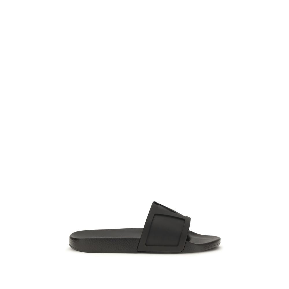 Black Rubber Flat Sandals mens luxury fashion - Mens Edit