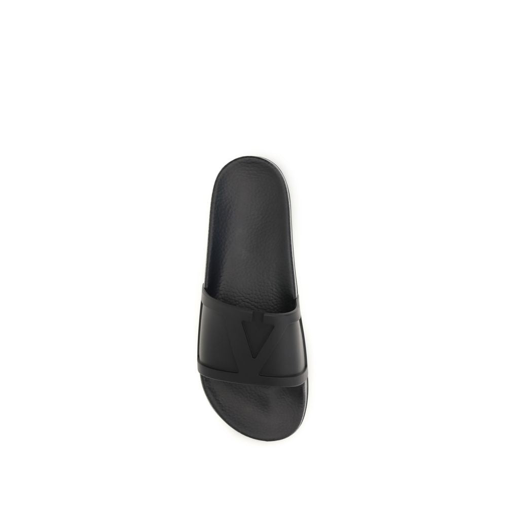 Valentino Garavani Rubber Flat Sandals in Black