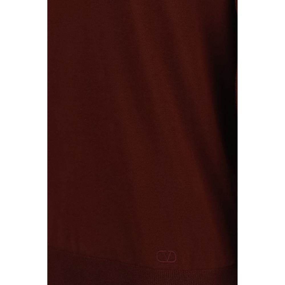 Valentino 100% Merino Wool Polo Shirt in Bordeaux