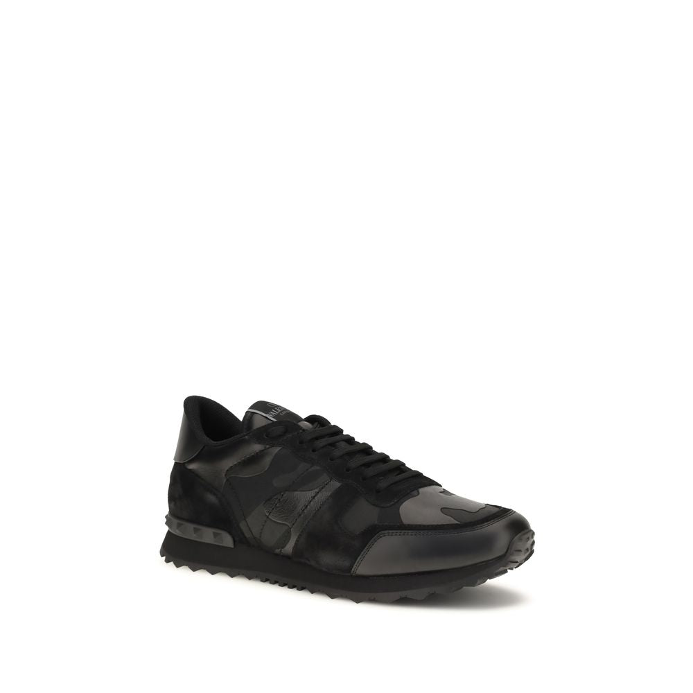 Valentino Garavani Rockrunner Camouflage Sneakers in Black