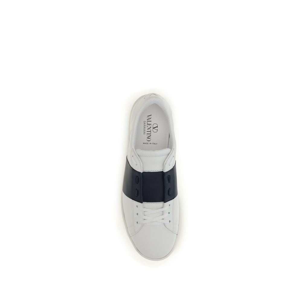 Valentino Garavani Calf Leather Bos Taurus Low Top Sneakers in Blue