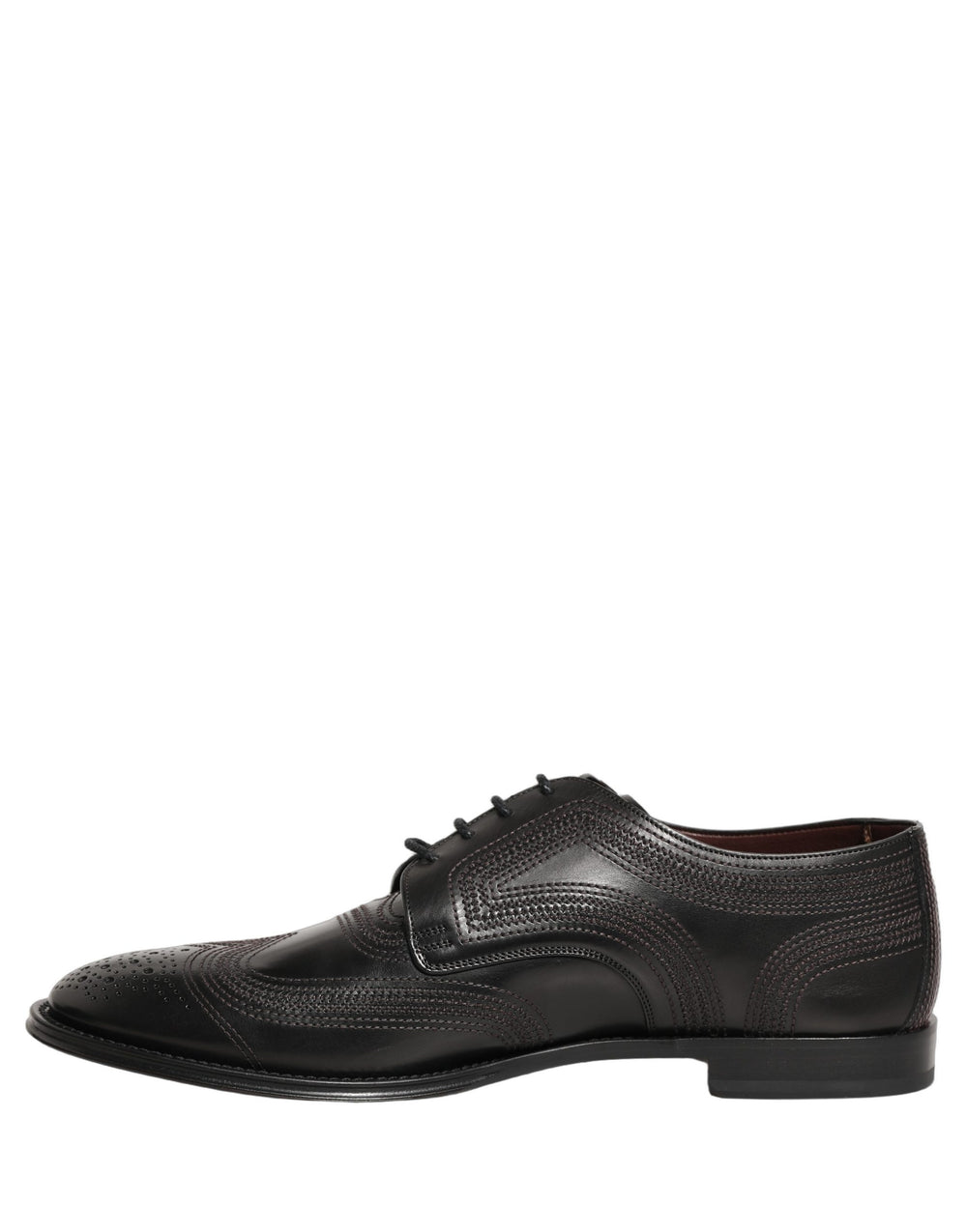 Dolce & Gabbana Embroidered Calf Leather Derby Shoes in Black