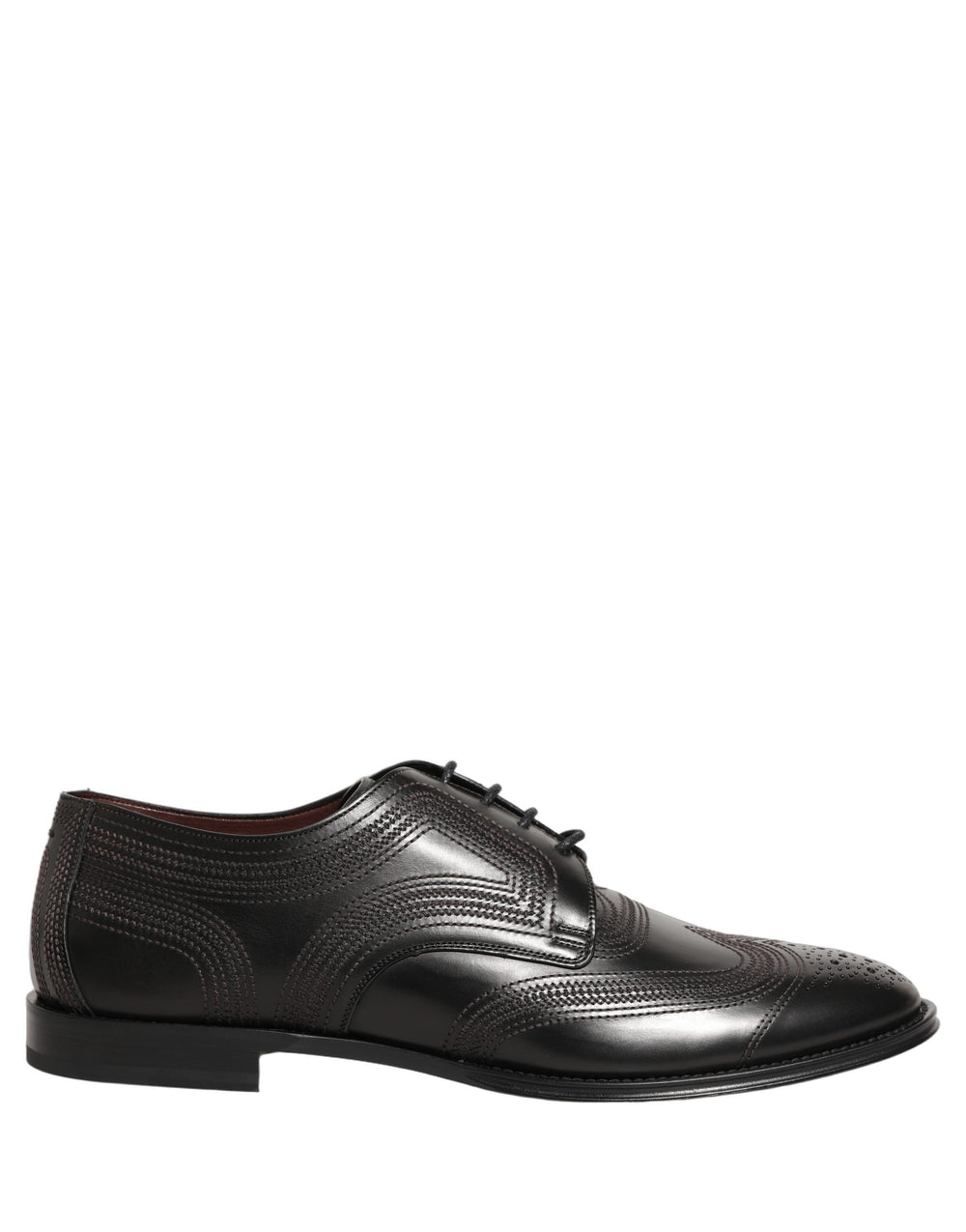 Dolce & Gabbana Embroidered Calf Leather Derby Shoes in Black