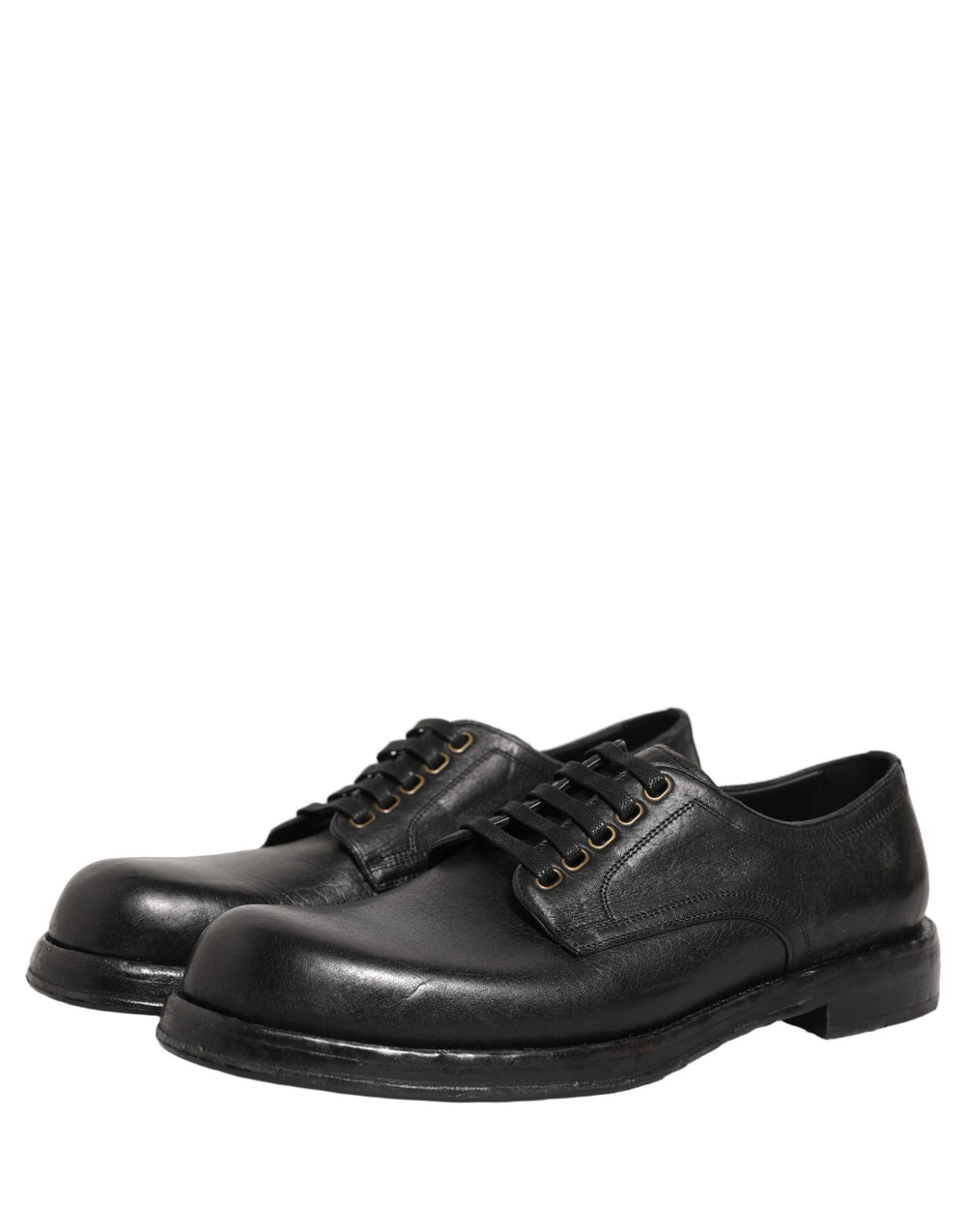 Dolce & Gabbana Horse Leather Derby Shoes in Black