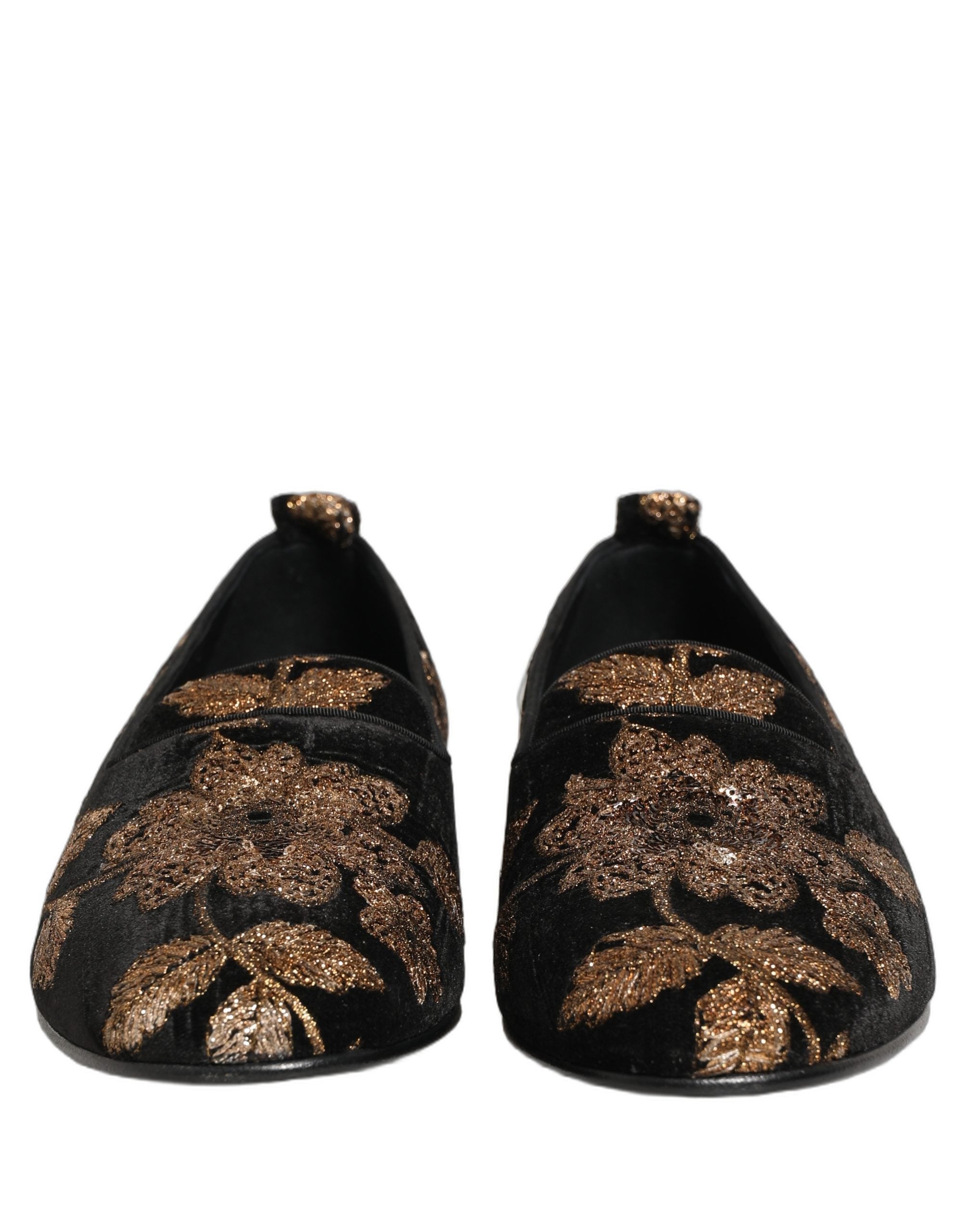 Dolce & Gabbana Slip-On Loafers με Floral Jacquard σε Μαύρο