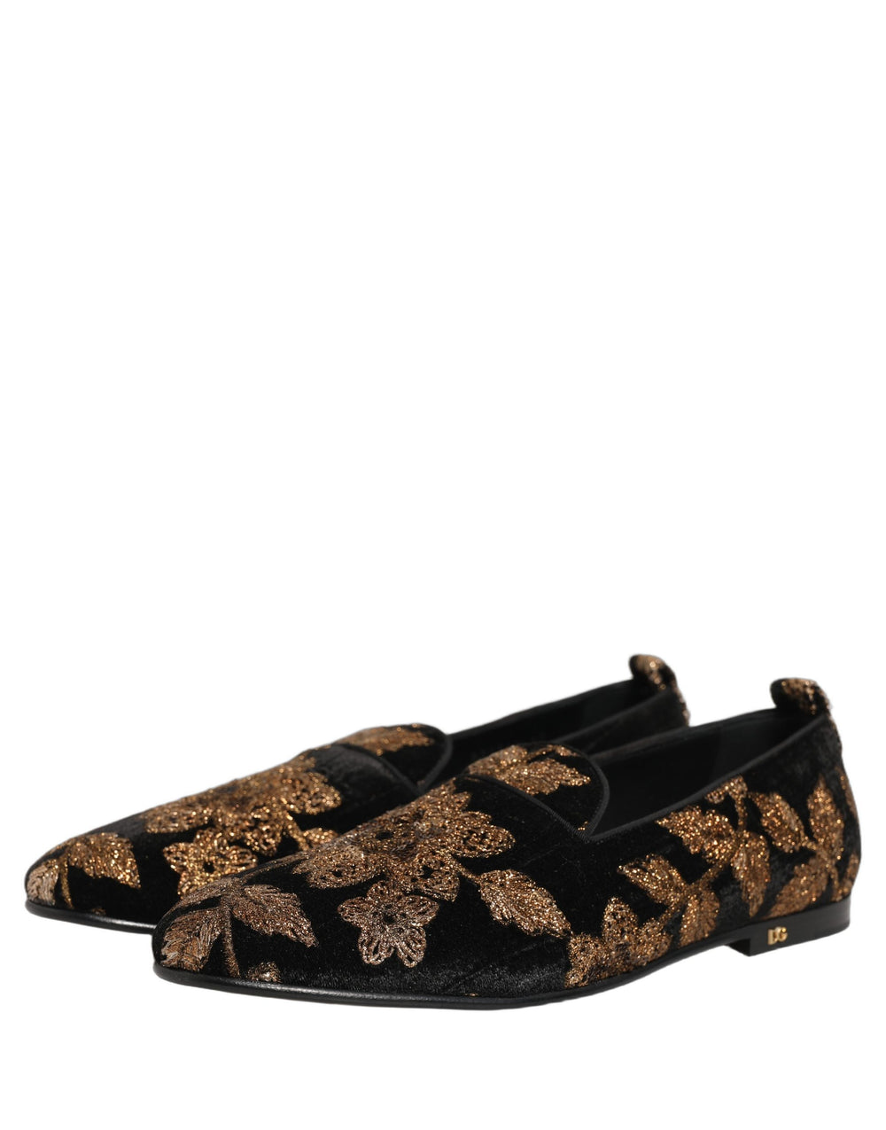 Dolce & Gabbana Floral Jacquard Slip-On Loafers in Black