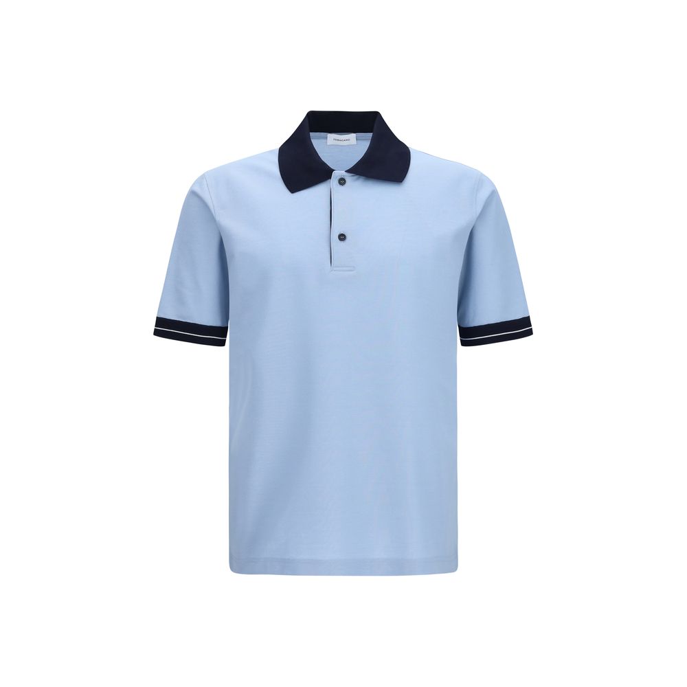 Ferragamo Cotton Polo Shirt in Blue mens luxury fashion - Mens Edit