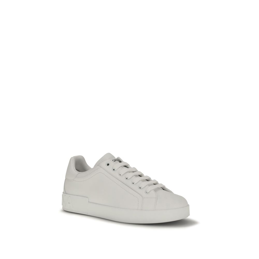 Dolce & Gabbana Portofino Calf Leather Low Top Sneakers in White