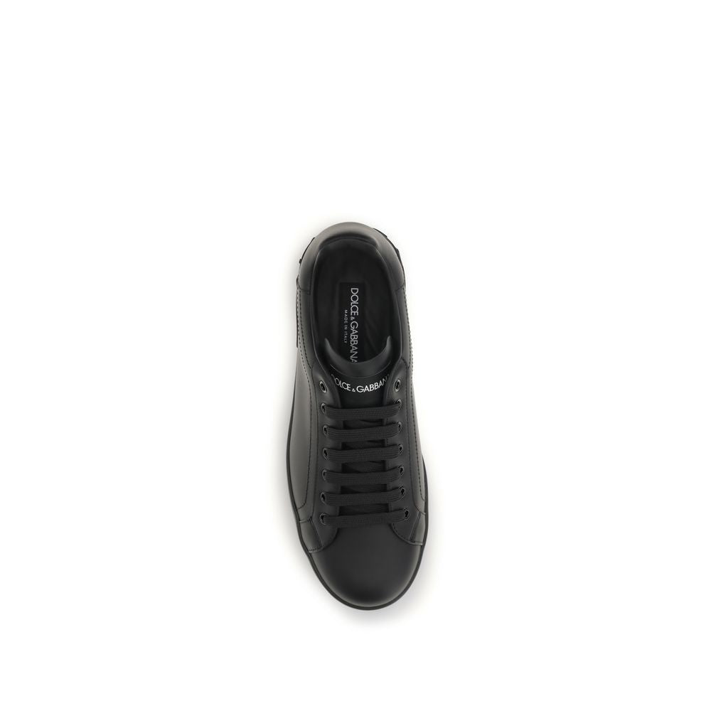 Dolce & Gabbana Calf Leather Low Top Sneakers in Black