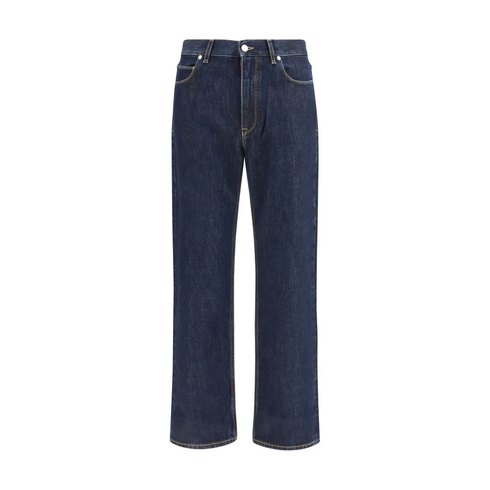 Blue Cotton Straight-Leg Jeans mens luxury fashion - Mens Edit