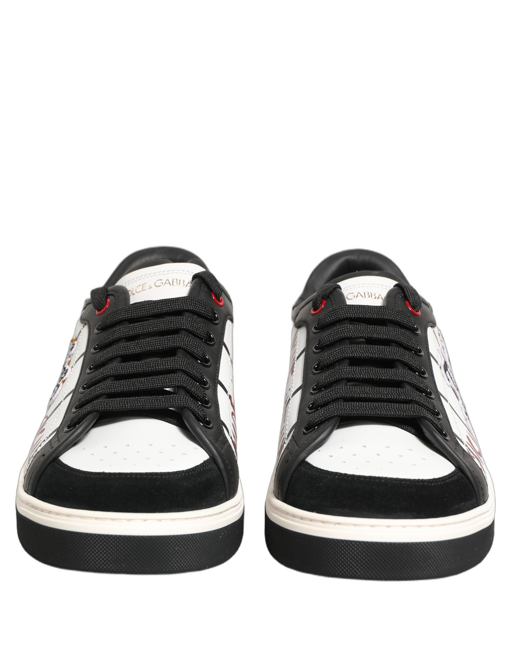 Dolce & Gabbana Calf Leather Low-Top Sneakers in White and Black
