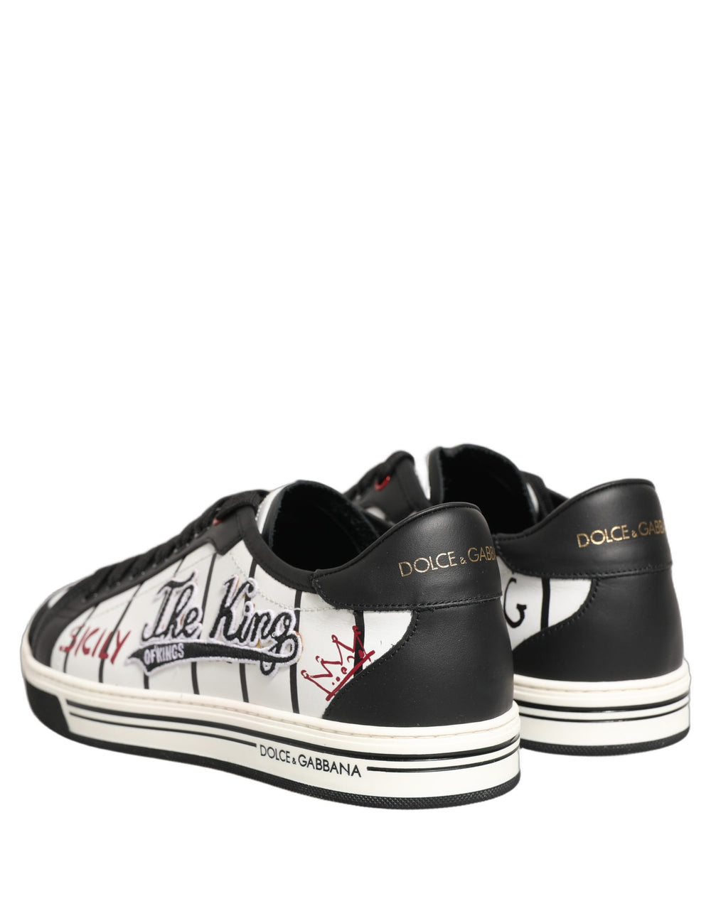 Dolce & Gabbana Calf Leather Low-Top Sneakers in White and Black