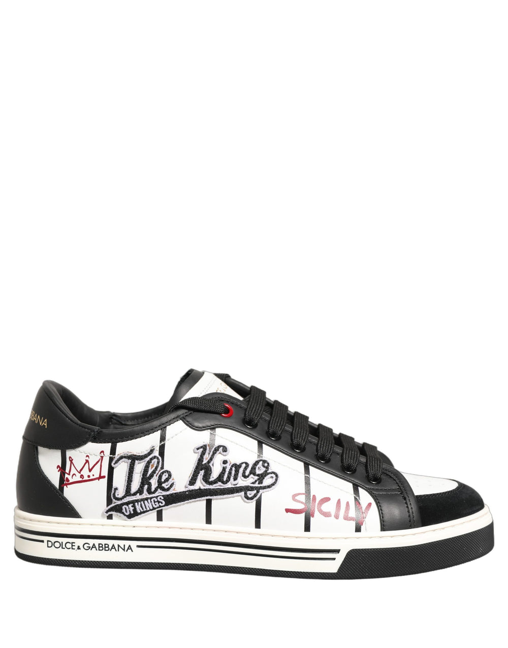 Dolce & Gabbana Calf Leather Low-Top Sneakers in White and Black