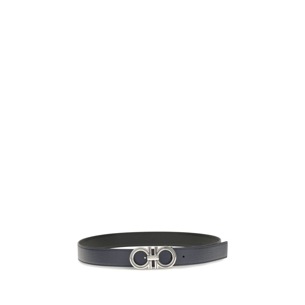 Ferragamo Reversible Calf Leather Belt in Blue