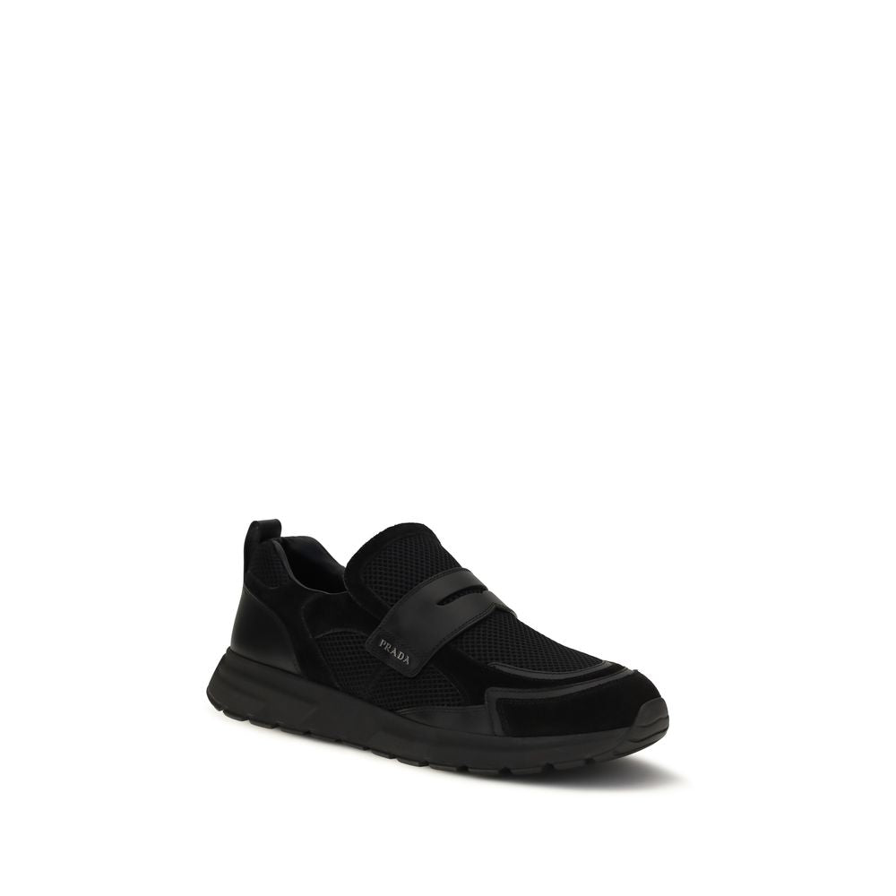 Prada Calf Leather Sneakers in Black