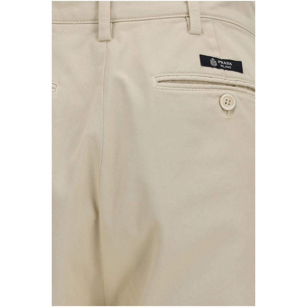 Prada Cotton Casual Trousers in Beige