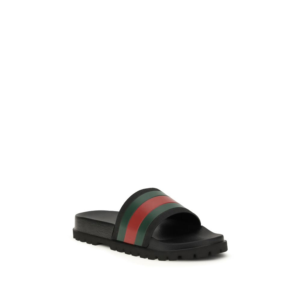 Gucci Lido Rubber Slippers σε Μαύρο