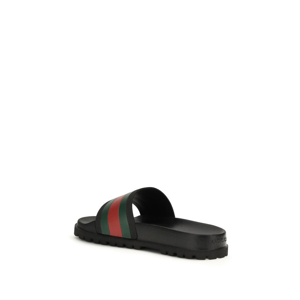 Gucci Lido Rubber Slippers in Black
