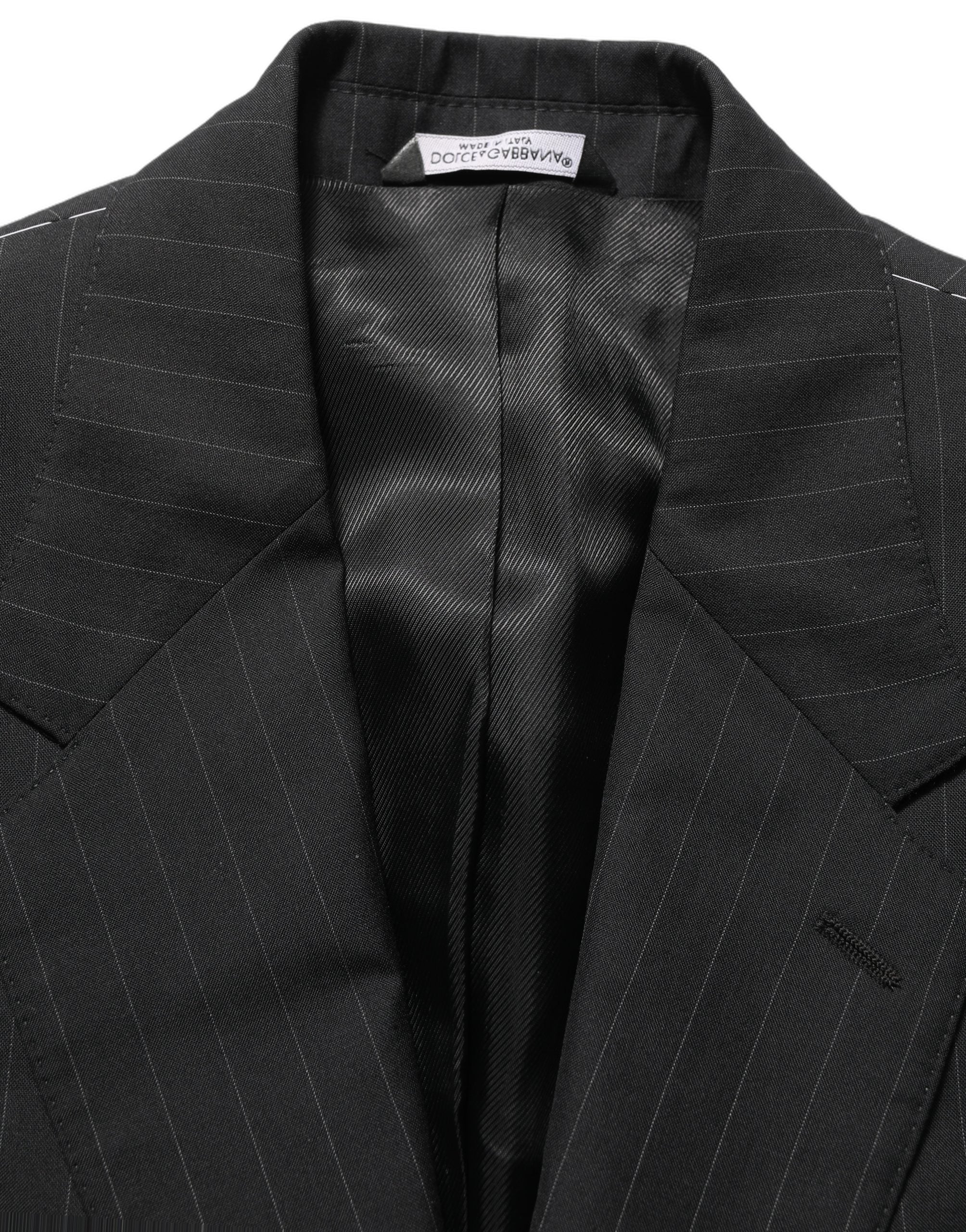 Dolce & Gabbana Striped Wool Blazer in Black
