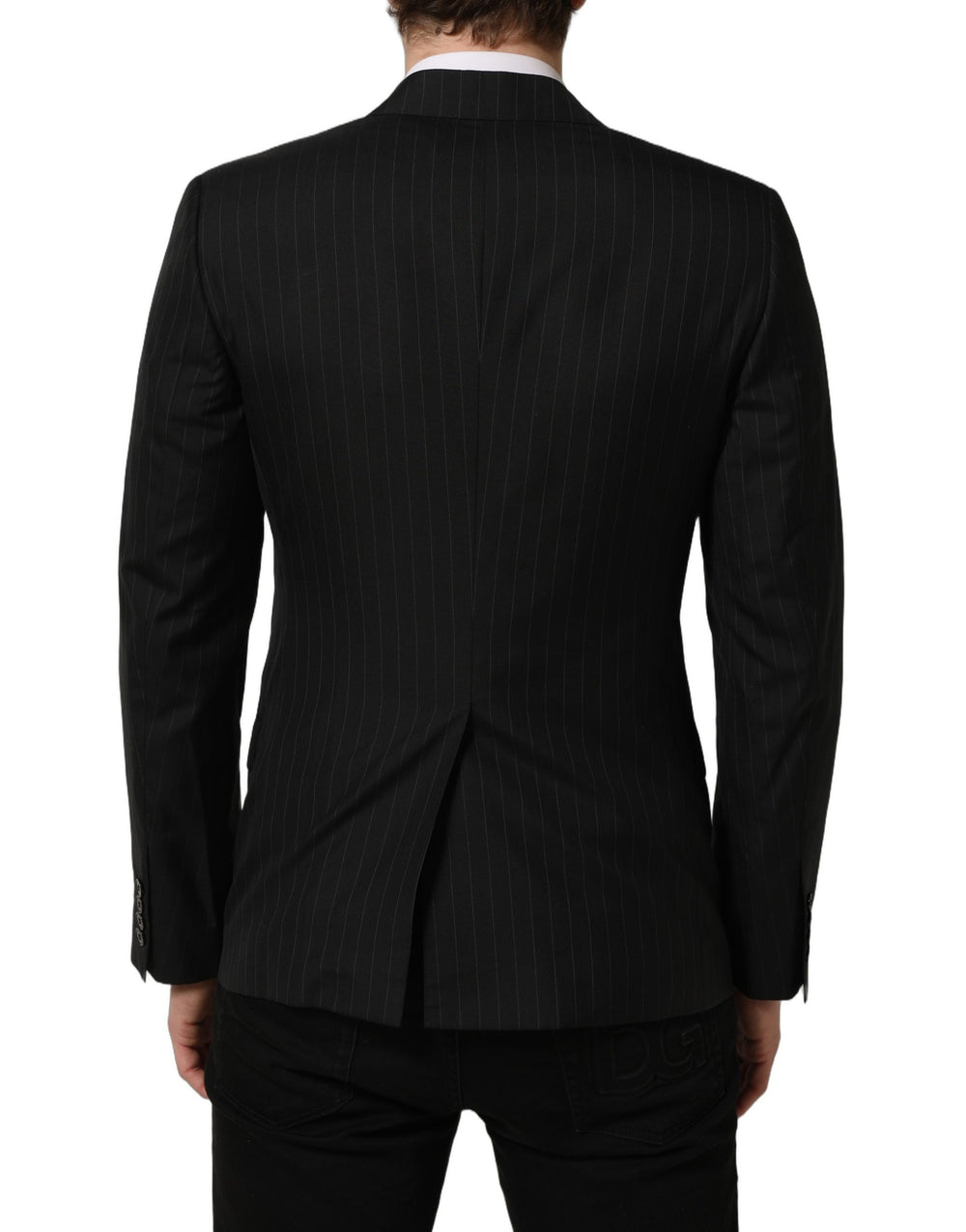 Dolce & Gabbana Striped Wool Blazer in Black