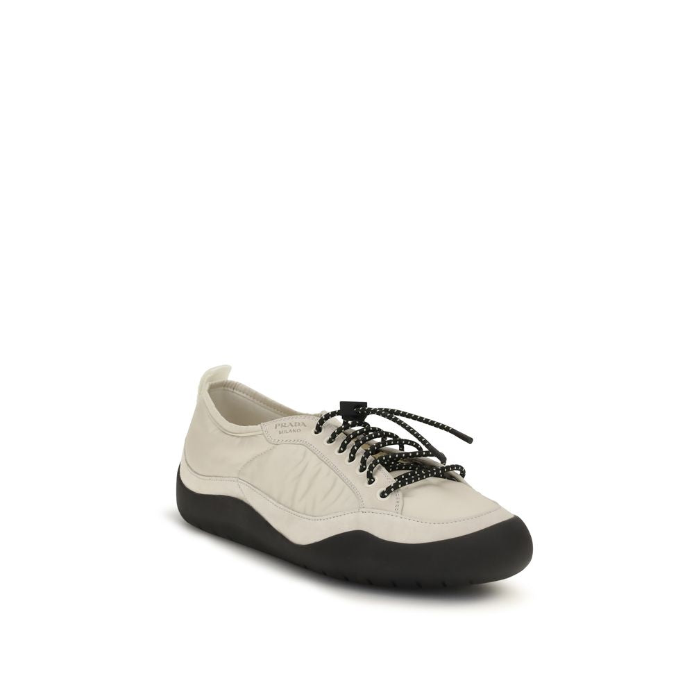 Prada Fabric and Leather Sneakers in Beige