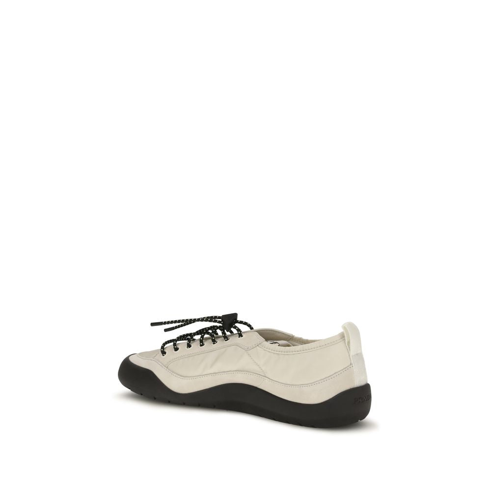 Prada Fabric and Leather Sneakers in Beige