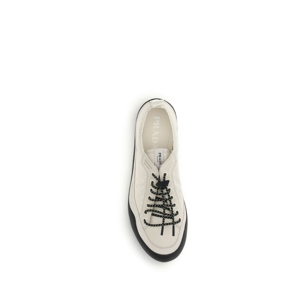 Prada Fabric and Leather Sneakers in Beige