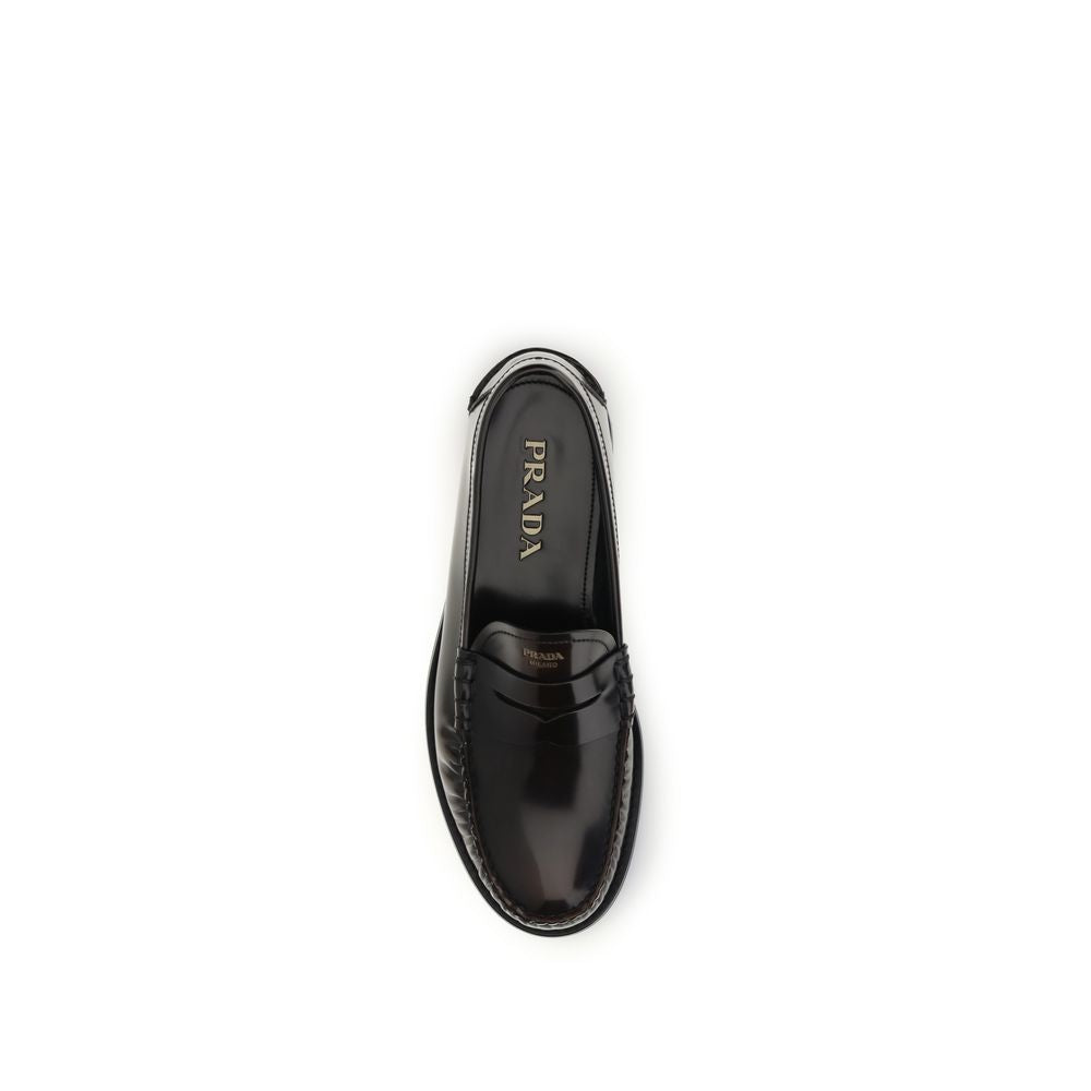 Prada Calf Leather Slip-On Loafers in Brown