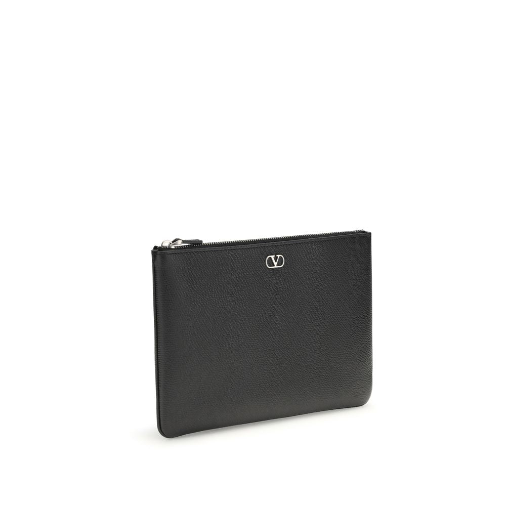 Valentino Garavani Clutch Bag από δέρμα μοσχαριού σε Μαύρο