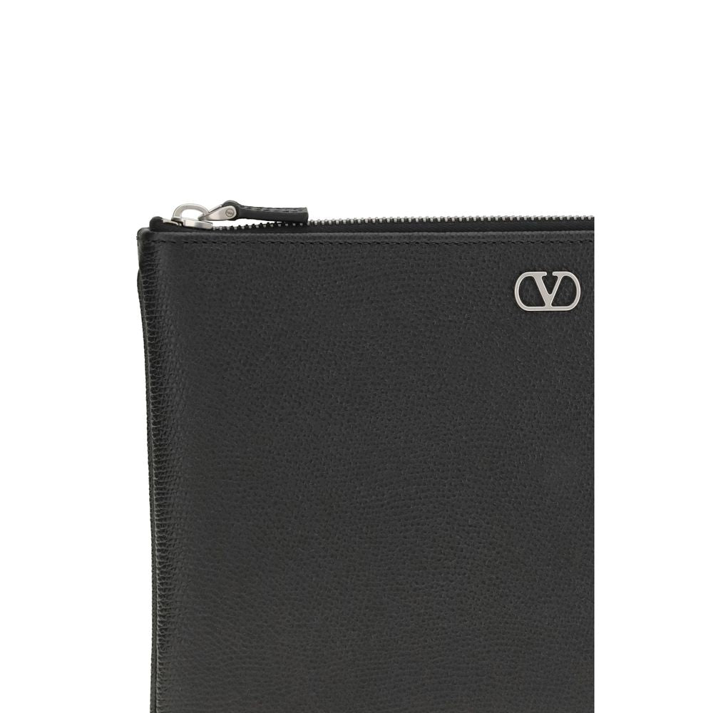 Valentino Garavani Calf Leather Clutch Bag in Black
