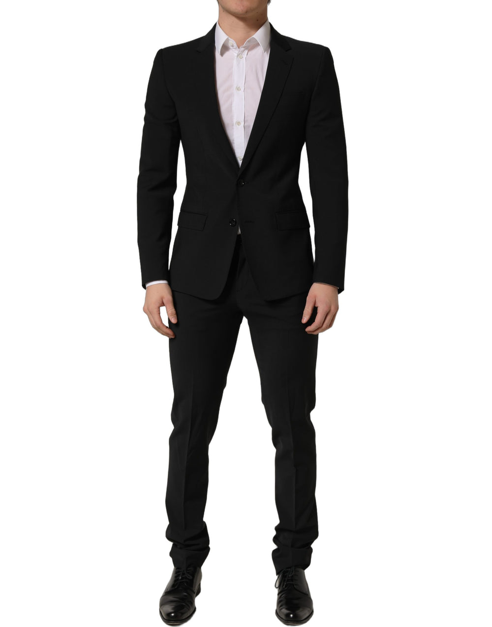 Black Wool Slim Fit Formal 2 Piece Men Suit
