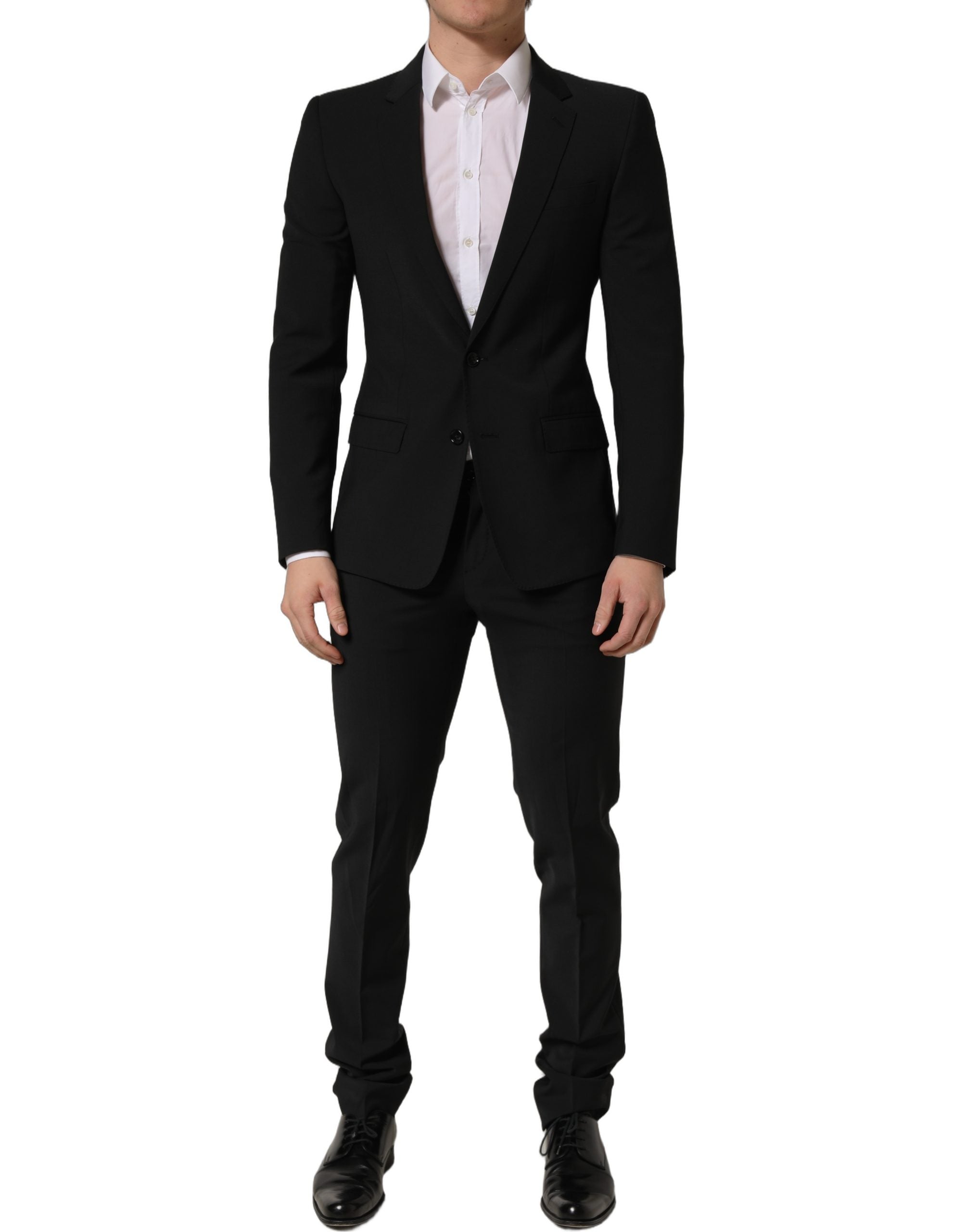 Black Wool Slim Fit Formal 2 Piece Men Suit