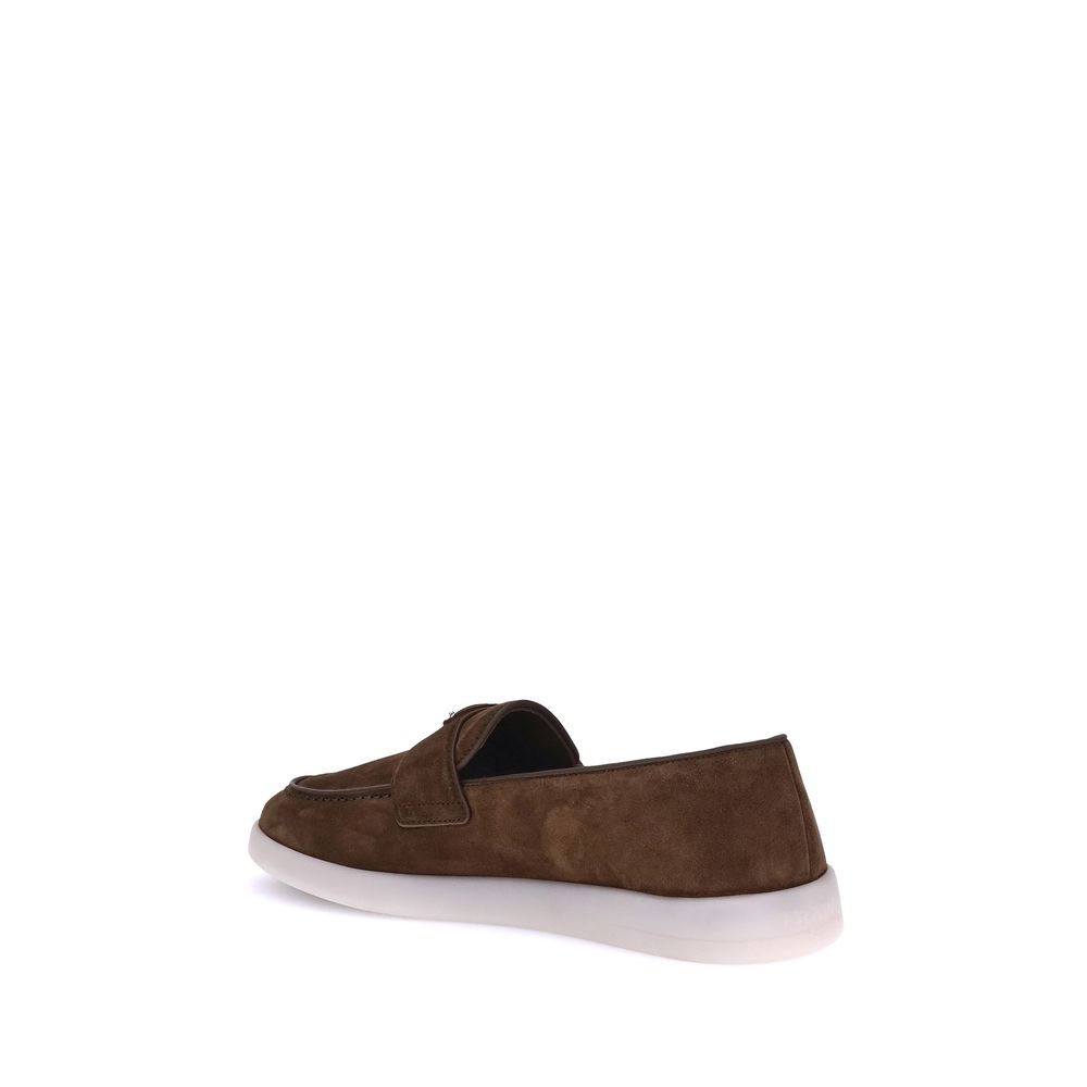 Prada Calf Leather Slip-On Loafers in Brown