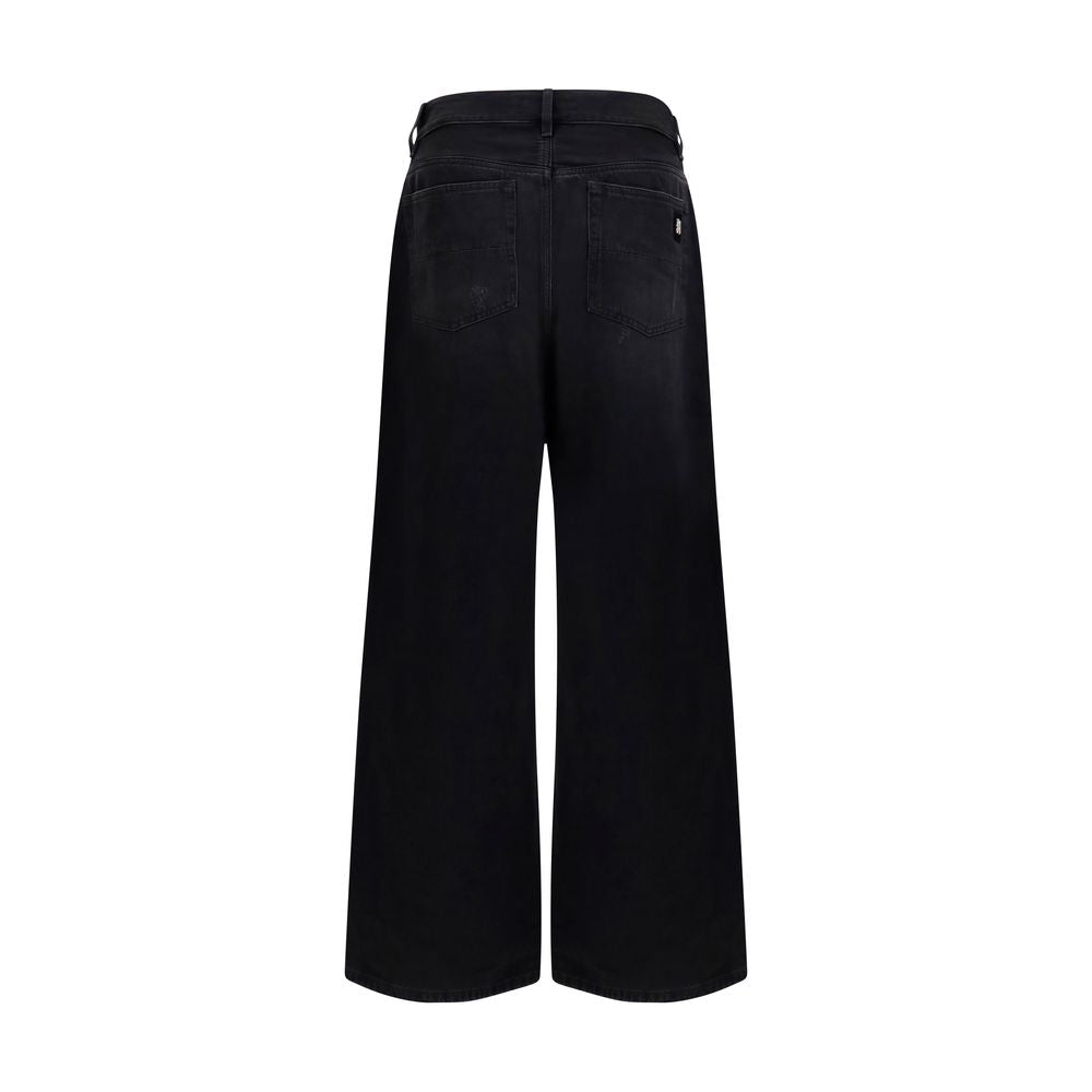 Amiri 100% Cotton Wide-Leg Jeans in Black