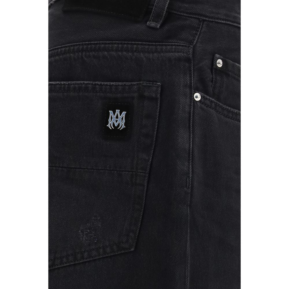 Amiri 100% Cotton Wide-Leg Jeans in Black