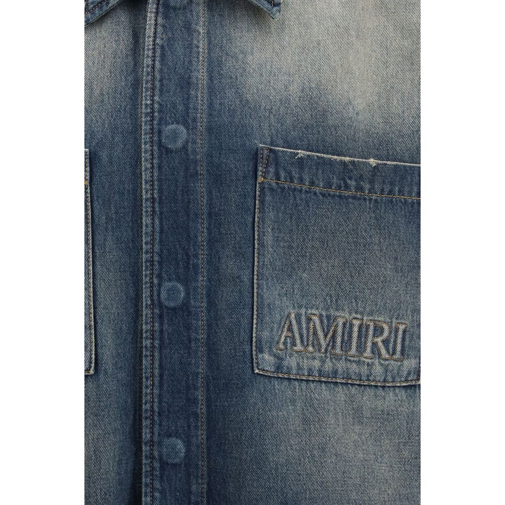 Amiri Cotton Denim Shirt in Blue