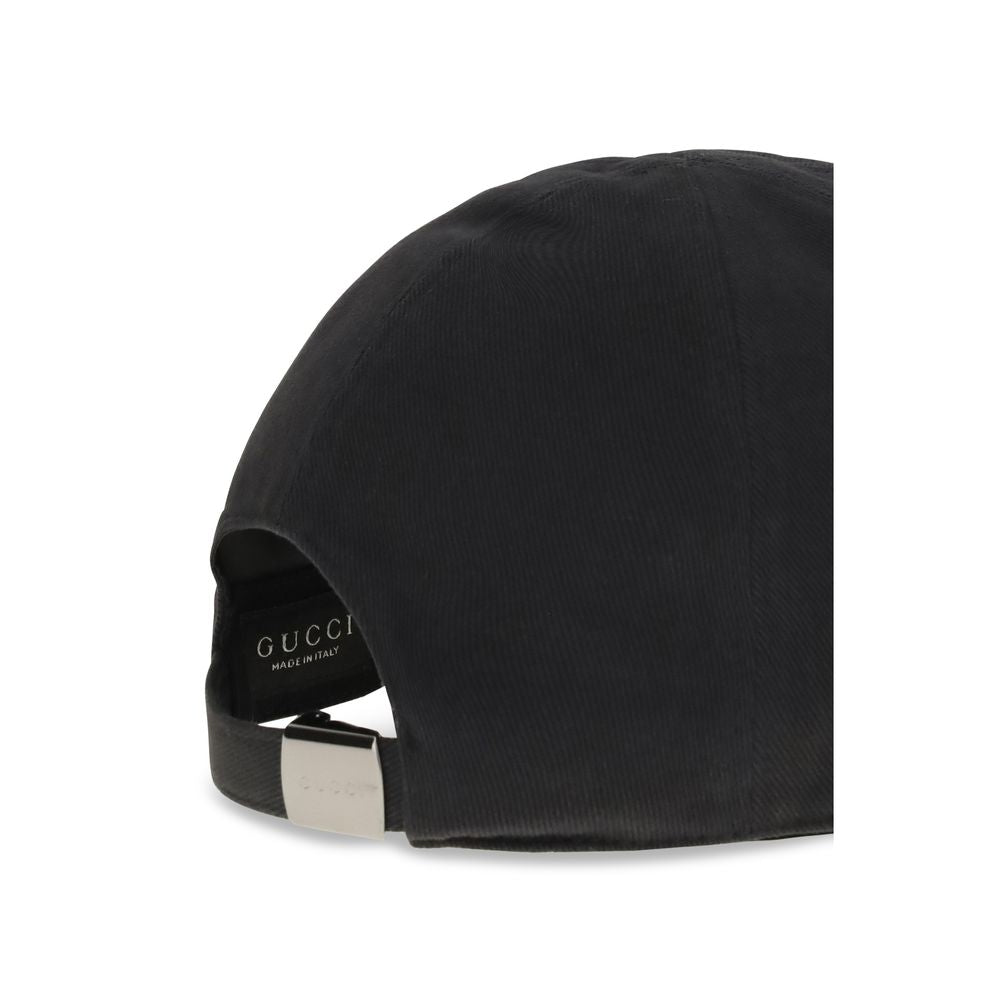 Gucci 100% Cotton Baseball Cap in Black