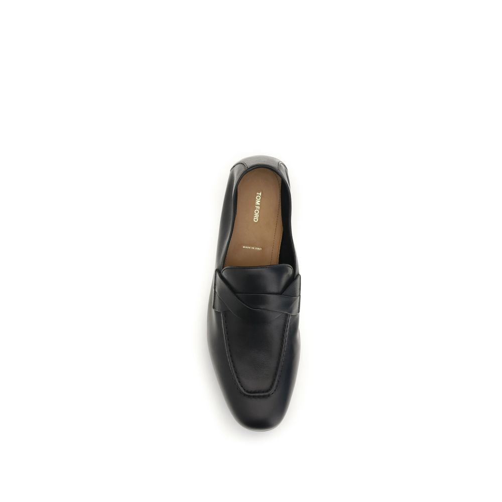 Tom Ford 100% Calf Leather Slip-On Loafers in Black