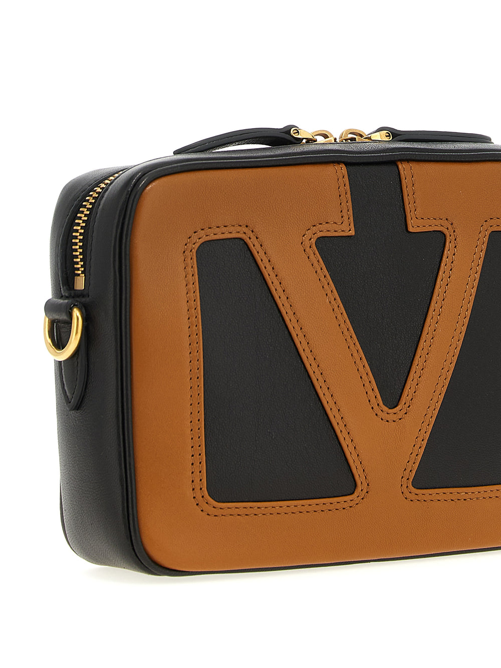 Valentino Garavani Τσάντα Crossbody από Δέρμα Αρνιού σε Καφέ