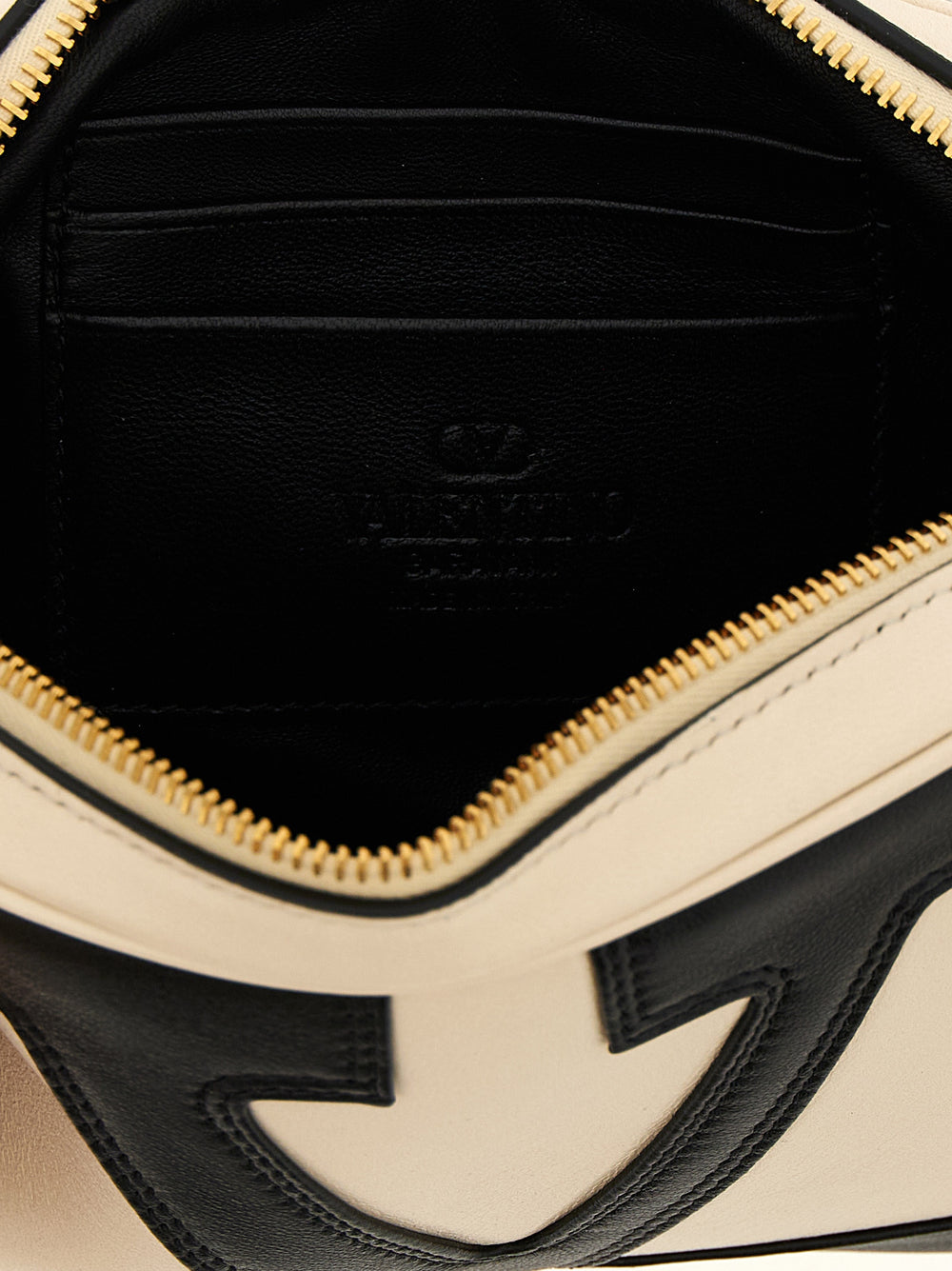 Valentino Garavani Bicolor Lamb Leather Crossbody Bag in White and Black