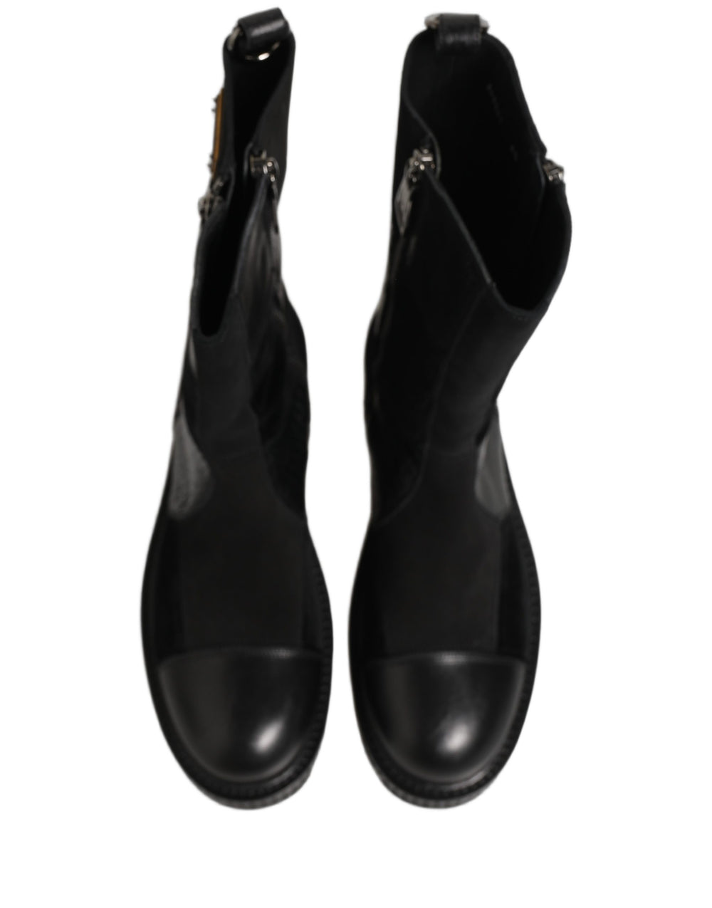 Dolce & Gabbana Patchwork Leather Mid-Calf Boots in Black