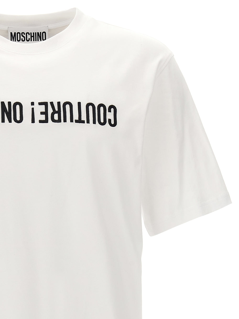 Moschino Βαμβακερό Bicolor T-Shirt σε Λευκό και Μαύρο
