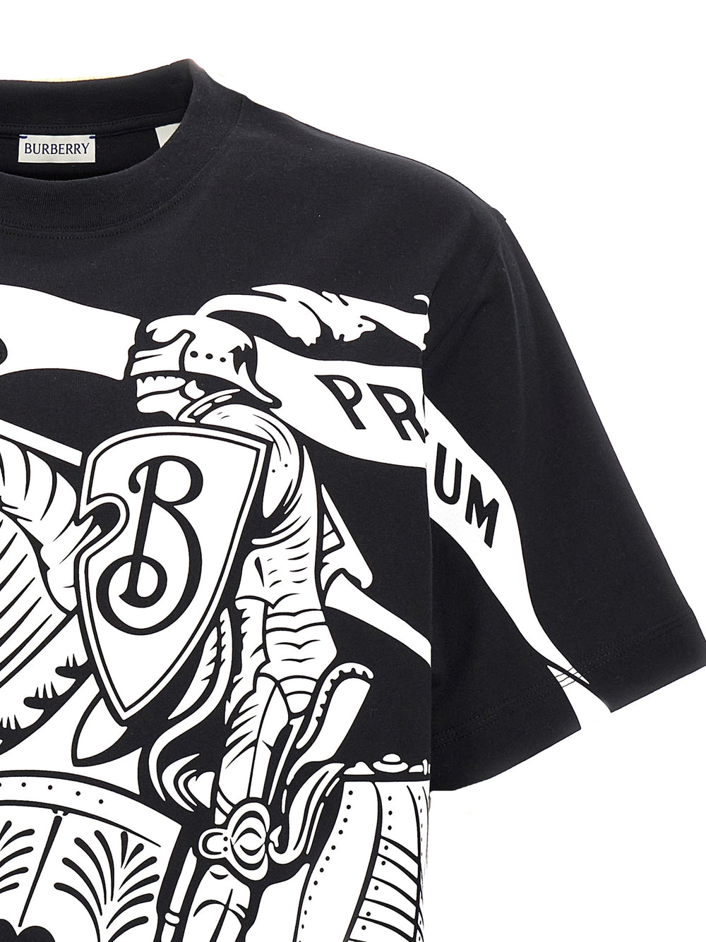 Burberry Βαμβακερό T-Shirt Bicolor σε Λευκό και Μαύρο