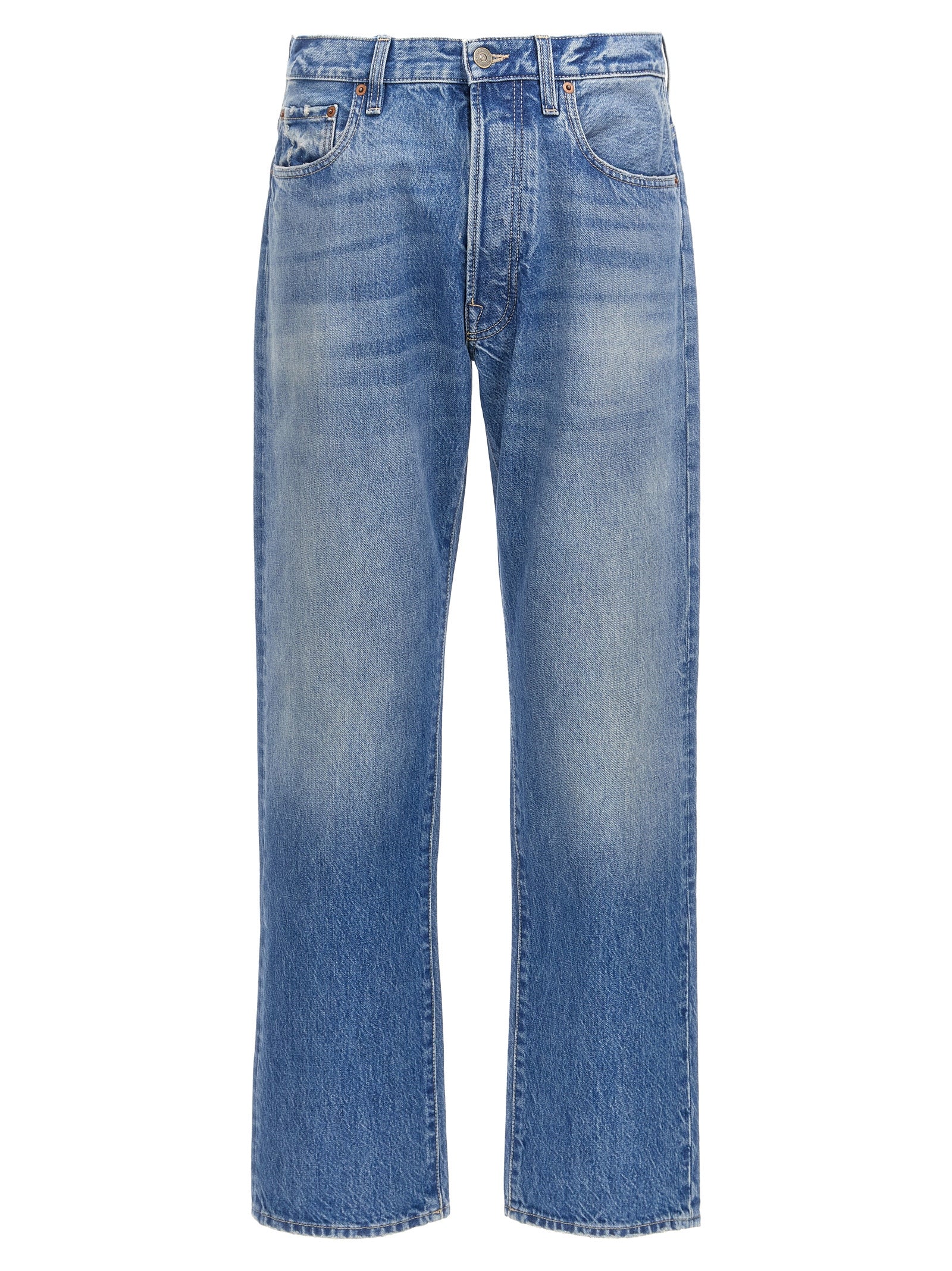 Blue Cotton Straight-Leg Jeans mens luxury fashion - Mens Edit