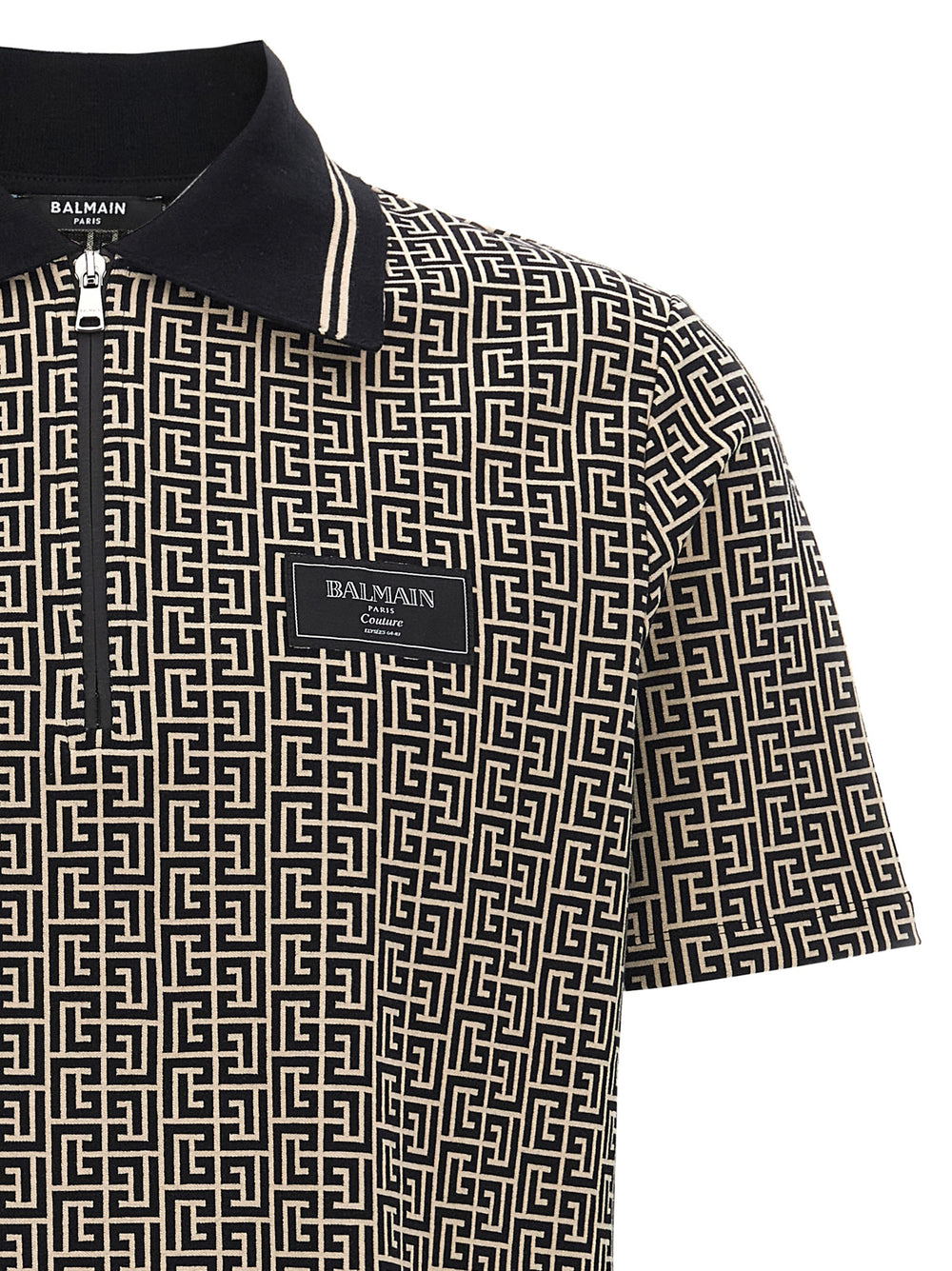 Balmain Βαμβακερό Bicolor Polo σε Λευκό/Μαύρο