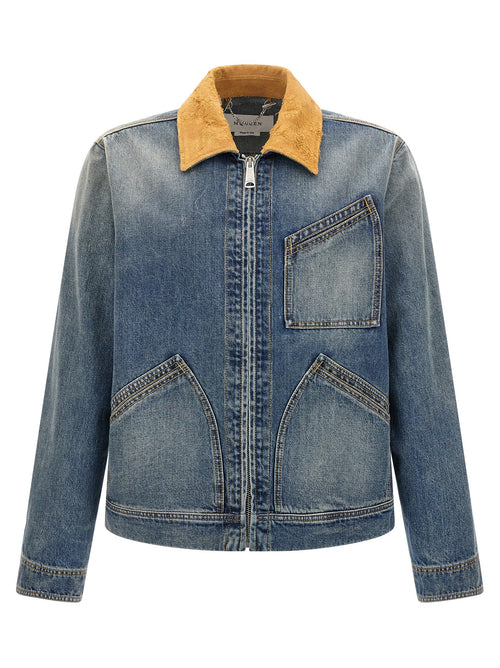 Blue Cotton Denim Jacket mens luxury fashion - Mens Edit