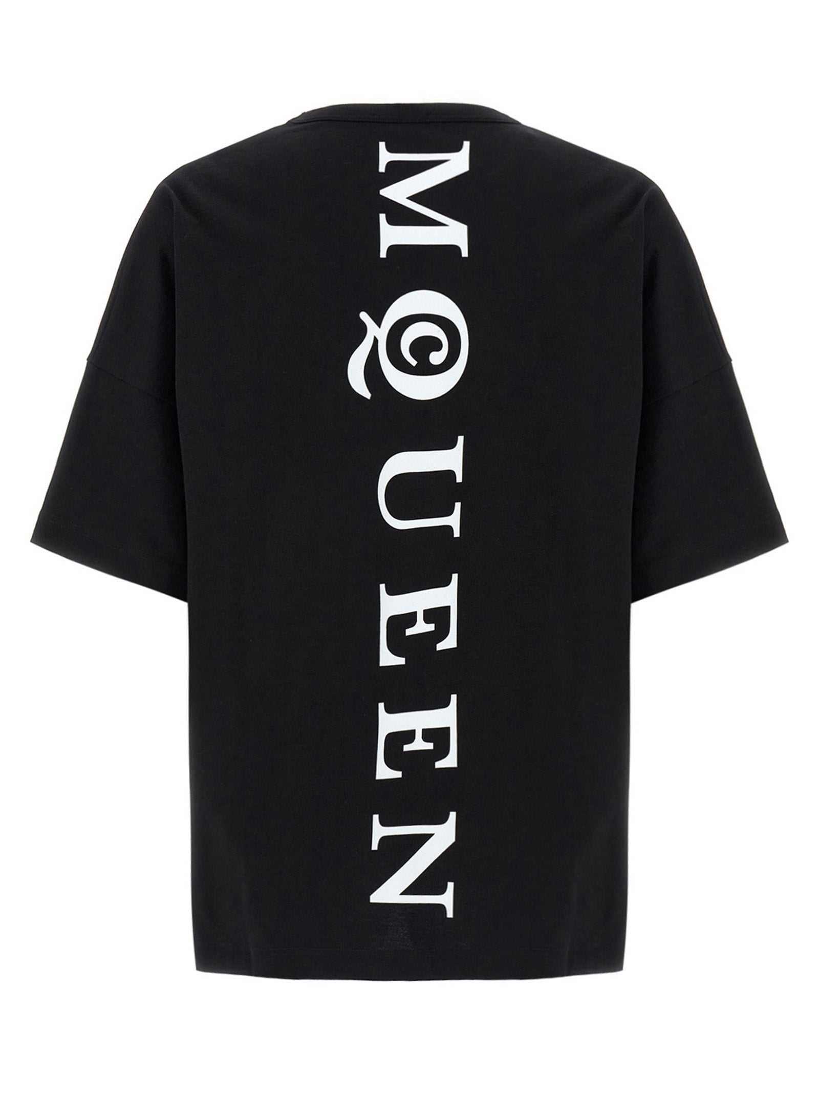 Alexander McQueen Βαμβακερό T-Shirt Bicolor σε Λευκό και Μαύρο